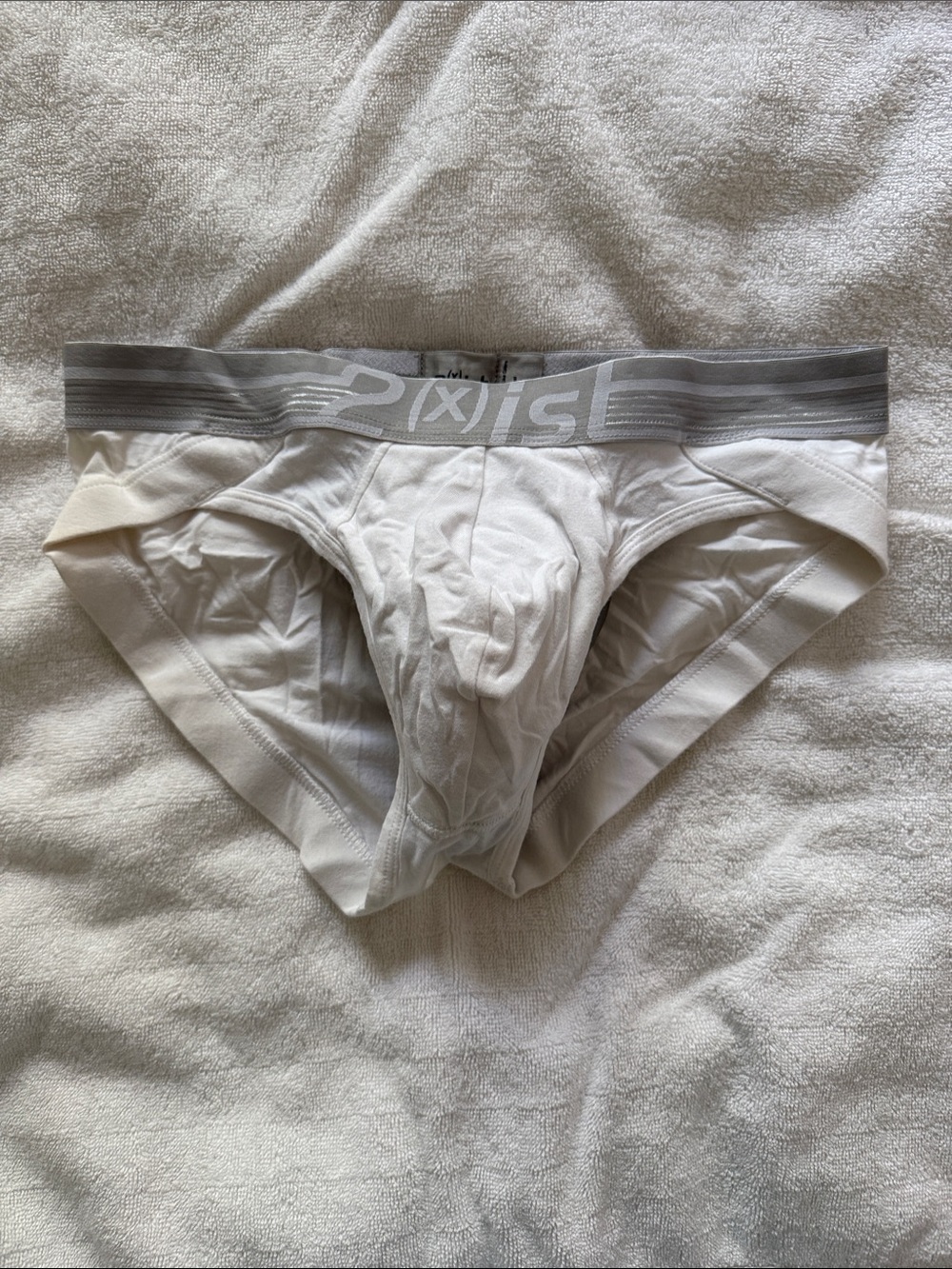 2xist Men's White Briefs with Silver Gray Waistband but lifting tech